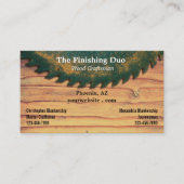 Rustieke groene cirkelzaag houtbewerking dubbele n visitekaartje (Voorkant)