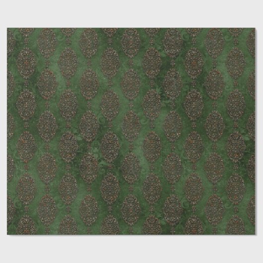 Rustieke groene damast Elegante  vakantie Cadeaupapier (Vlak)