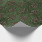 Rustieke groene damast Elegante  vakantie Cadeaupapier (Hoek)