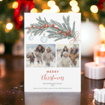 Rustieke groene dennen rood Merry Christmas 3 foto