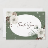 Rustieke groene dennen winter sparkle bruiloft bedankkaart (Voorkant)