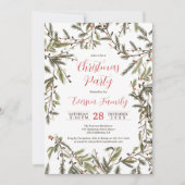 Rustieke groene dennentakken Elegant kerstfeest Kaart (Voorkant)