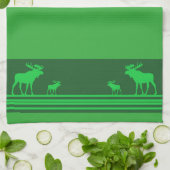 Rustieke groene eland patroon keukenhanddoek (Gevouwen)