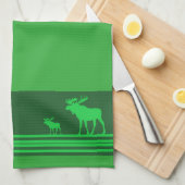Rustieke groene eland patroon keukenhanddoek (Quarter Fold)
