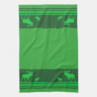 Rustieke groene eland patroon keukenhanddoek