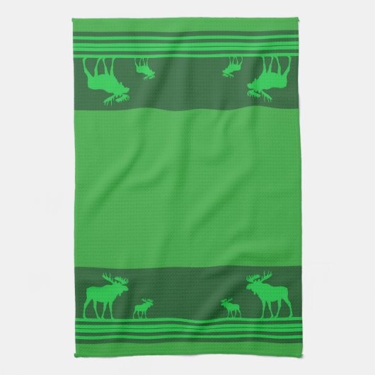 Rustieke groene eland patroon keukenhanddoek (Verticaal)