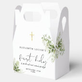 Rustieke Groene Elegante Eerste Heilige Communie Bedankdoosjes (Geopend)