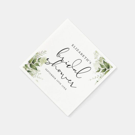 Rustieke groene elegante script bruidsdouche servet (Hoek)
