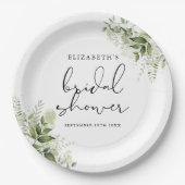 Rustieke groene elegante script bruiloft feest papieren bordje (Voorkant)