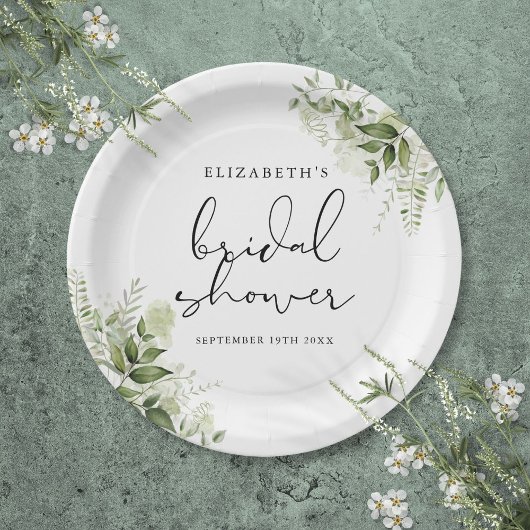 Rustieke groene elegante script bruiloft feest papieren bordje