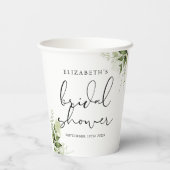 Rustieke groene elegante script bruiloft papieren bekers (Achterkant)