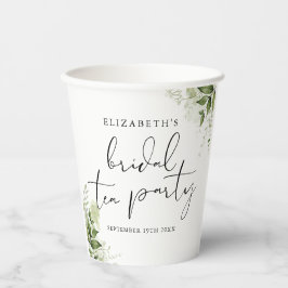 Rustieke groene elegante script bruiloft theeparty papieren bekers