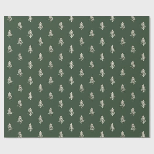Rustieke groene en beige dennenbomen Kerstmis Cadeaupapier (Vlak)