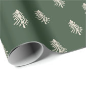 Rustieke groene en beige dennenbomen Kerstmis Cadeaupapier (Rol Hoek)