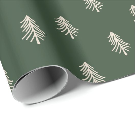 Rustieke groene en beige dennenbomen Kerstmis Cadeaupapier (Rol Hoek)