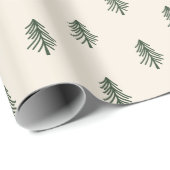 Rustieke groene en beige dennenbomen Kerstmis Cadeaupapier (Rol Hoek)