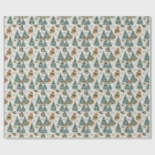 Rustieke Groene en Beige Kerstboom Cadeaupapier (Vlak)