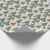 Rustieke Groene en Beige Kerstboom Cadeaupapier (Hoek)