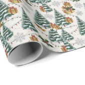 Rustieke Groene en Beige Kerstboom Cadeaupapier (Rol Hoek)