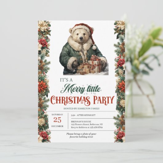 Rustieke groene en gouden elegante poolbier cadeau kaart (Staand voorkant)