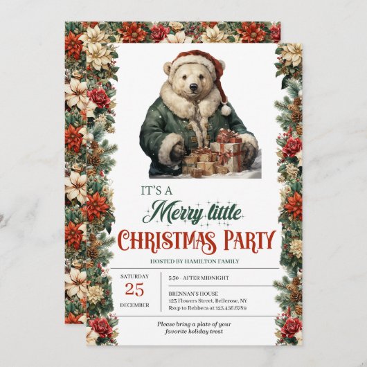 Rustieke groene en gouden elegante poolbier cadeau kaart (Voorkant / Achterkant)