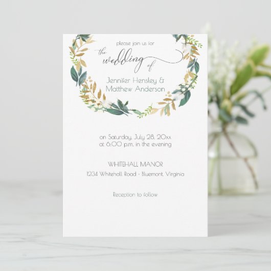 Rustieke groene en gouden groene krans | kaart (Staand voorkant)