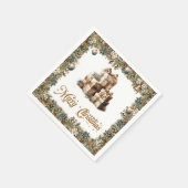 rustieke groene en gouden kerstcadeaus servet (Hoek)