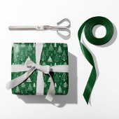 Rustieke groene en witte kerstbomen cadeaupapier