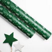Rustieke groene en witte kerstbomen cadeaupapier