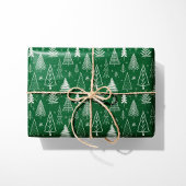 Rustieke groene en witte kerstbomen cadeaupapier