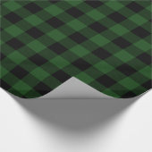 Rustieke groene en zwarte Buffalo Check Cadeaupapier (Hoek)