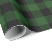 Rustieke groene en zwarte Buffalo Check Cadeaupapier (Rol Hoek)