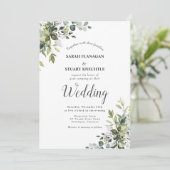 Rustieke Groene Eucalyptus Arch Foto QR Code Bruil Kaart (Staand voorkant)