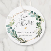 Rustieke groene eucalyptus Liefde+Bedankt Bedankjes Labels (Voorkant)