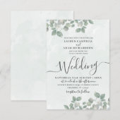 Rustieke Groene Eucalyptus Waterverf Bruiloft Kaart (Voorkant / Achterkant)