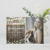 Rustieke Groene Foto Afstudeerfeestje Kaart (Staand voorkant)