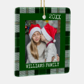 Rustieke Groene Foto Plaid 2023 Kerst Ornament (Rechts)