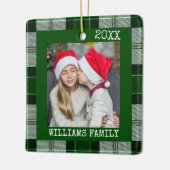 Rustieke Groene Foto Plaid 2023 Kerst Ornament (Links)