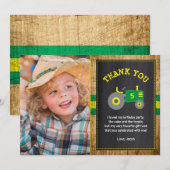 Rustieke Groene & Gele Tractor Verjaardag Dank u Bedankkaart (Voorkant / Achterkant)
