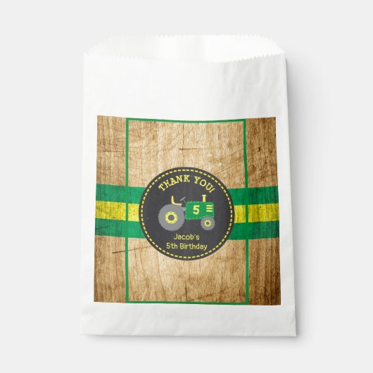 Rustieke Groene & Gele Tractor Verjaardagsfeestje Bedankzakje (Voorkant)