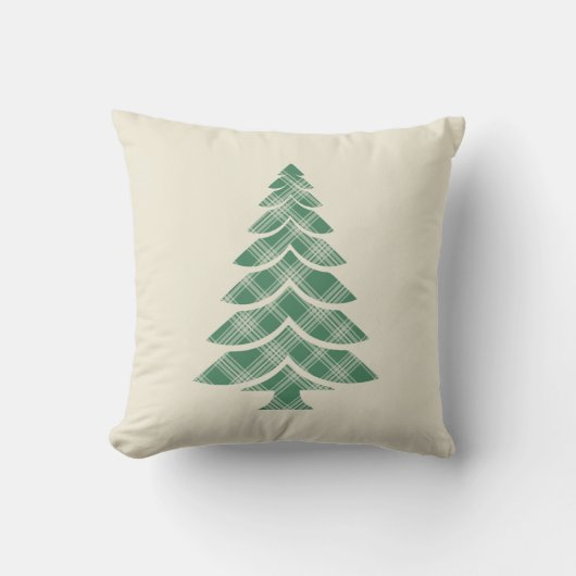 Rustieke groene geruite dennenboom Kerst  Kussen (Voorkant)