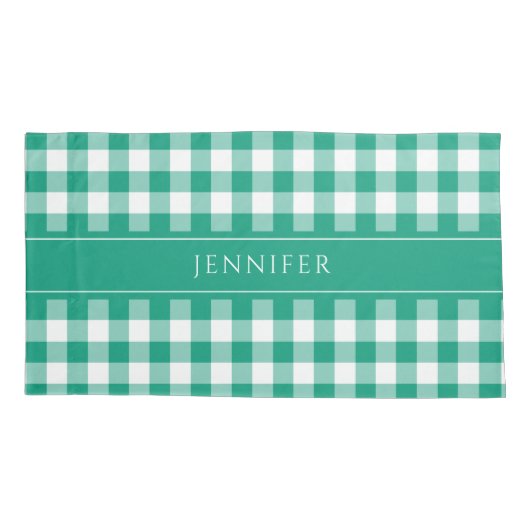 Rustieke groene geruite gingham kussensloop (Achterkant)