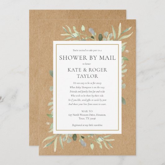 Rustieke Groene Geslacht Neutrale Douche Via Post Kaart (Voorkant / Achterkant)