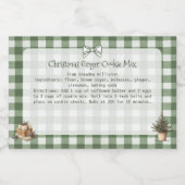 Rustieke Groene Gingham Kerstbomen Bakken Mix Voedselcontainer Etiket (Enkel label)