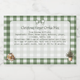 Rustieke Groene Gingham Kerstbomen Bakken Mix Voedselcontainer Etiket