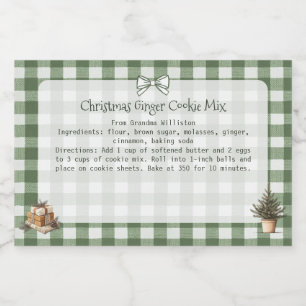 Rustieke Groene Gingham Kerstbomen Bakken Mix Voedselcontainer Etiket