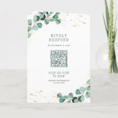 Rustieke Groene Goud Eucalyptus QR Code Trouwen (Achterkant)