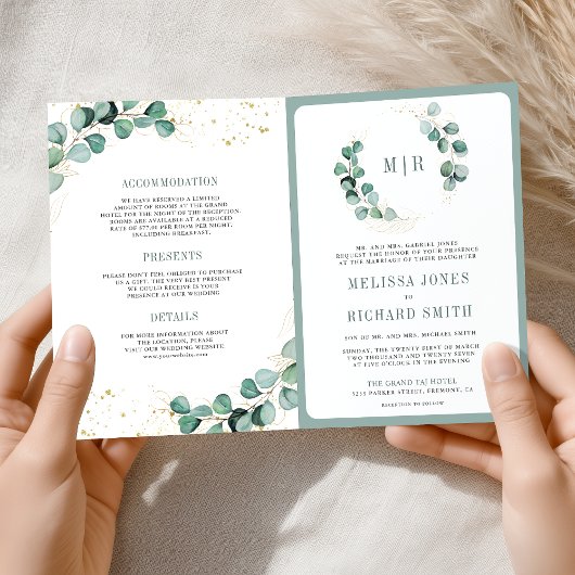 Rustieke Groene Goud Eucalyptus QR Code Trouwen