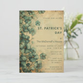 rustieke groene gouden shamrock St Patricks dag Kaart (Staand voorkant)