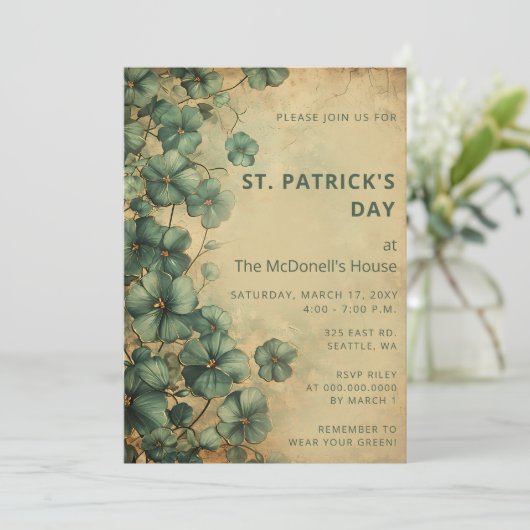 rustieke groene gouden shamrock St Patricks dag Kaart (Staand voorkant)